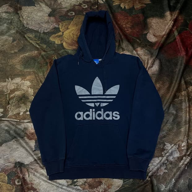 아디다스 빈티지 빅로고 네이비트레포일후드티 95 