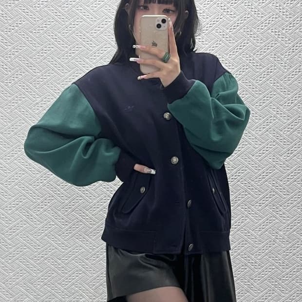 아디다스 레트로 90's 딥그린 배색 바시티 자켓 105 C11140