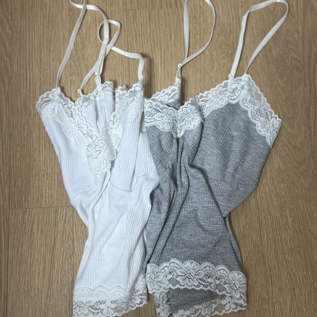 Threetimes 레이스 나시 탑 (화이트, 그레이)