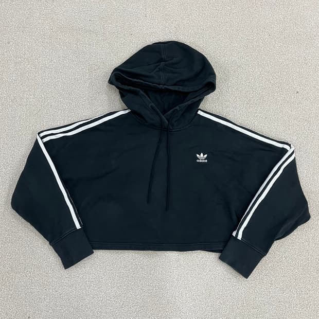 S 아디다스 크롭 숏 후드 티셔츠 0129M1