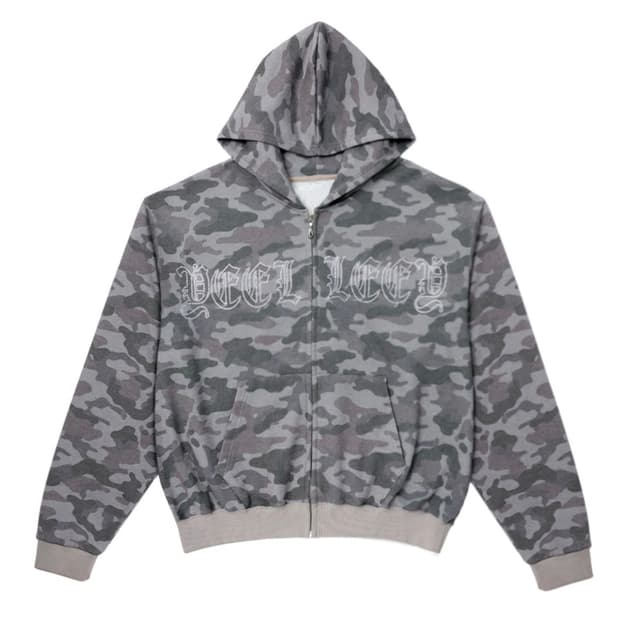 yeel 스터드 오버사이즈 카모 후드집업