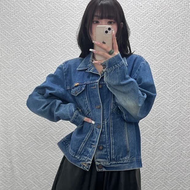 러슬러 올드스쿨 빈티지 90's 데미지 진청 데님자켓 L C11268