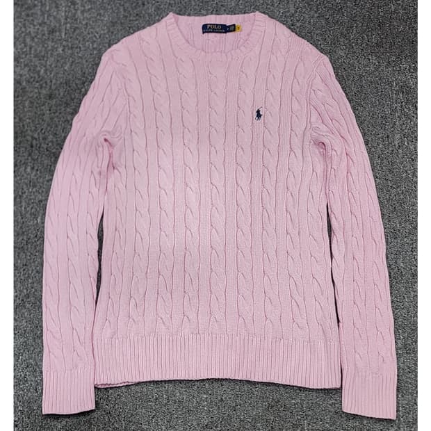 폴로 랄프로렌 케이블 꽈배기 신형택 니트 스웨터 핑크 M