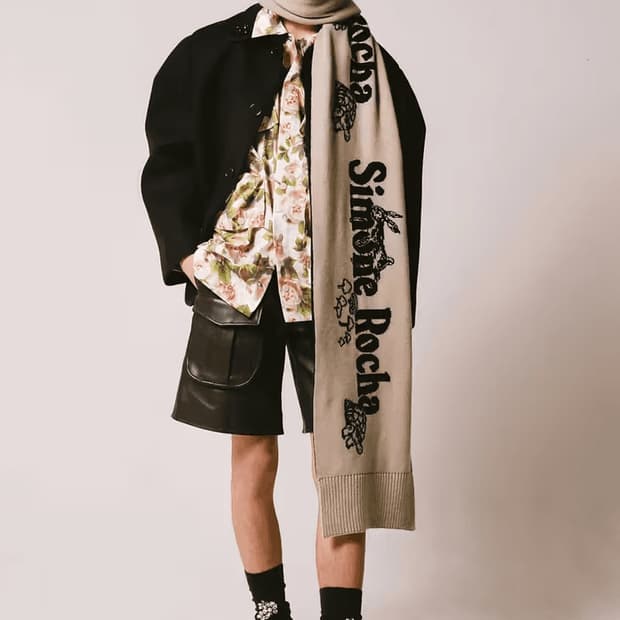 시몬로샤 25fw 비즈 그래픽 캐시미어 머플러_오트/블랙