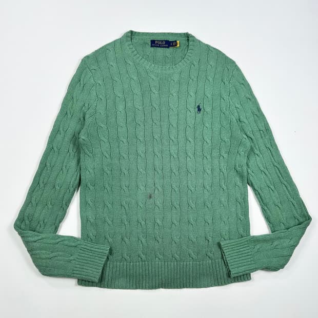 (오염존재) 폴로 랄프로렌 클래식 케이블 니트 그린 S