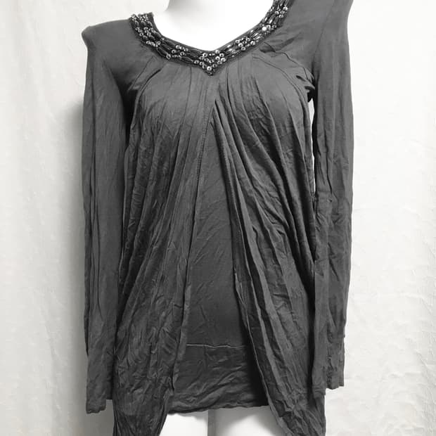 빈티지 아카이브 그런지 드레이프 큐빅 롱슬리브 탑