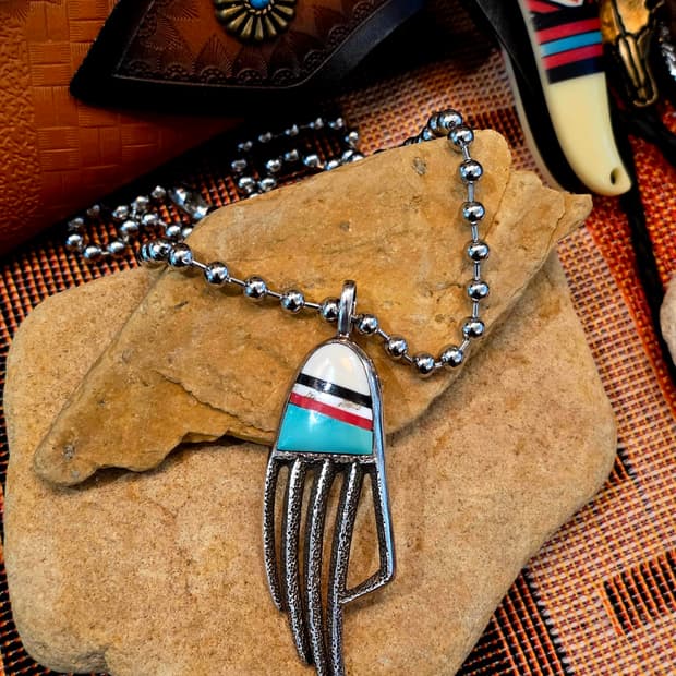 USASilver925 Navajo Inlay stone nacklace
