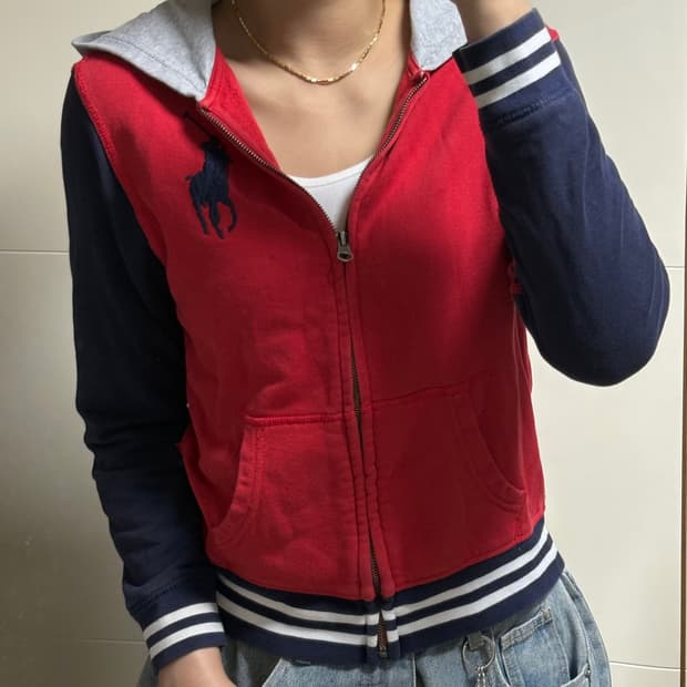 폴로 랄프로렌 빅포니 배색 후드집업 