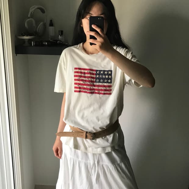 폴로 랄프로렌 성조기 아이보리 반팔티