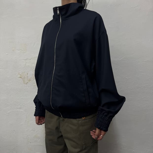 AZUL by moussy 네이비컬러 더블 집업 하이넥 블루종 자켓 