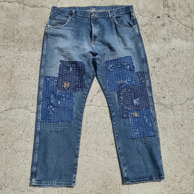 S.O/ 사시코 자수 커스텀 팬츠