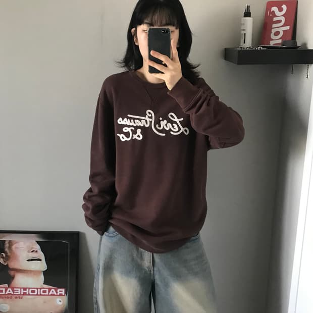 리바이스 자수 로고 브라운 맨투맨