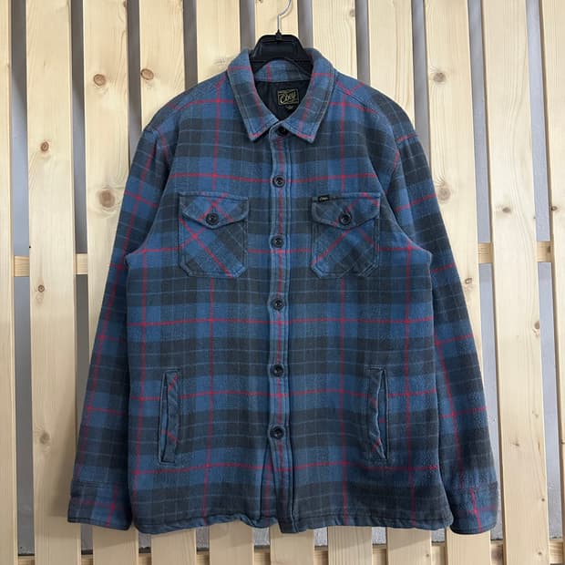 (M) 오베이 블루 체크 플란넬 셔츠 자켓