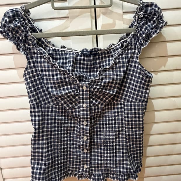 브랜디 멜빌 블라우스 엘레나 탑 네이비 체크