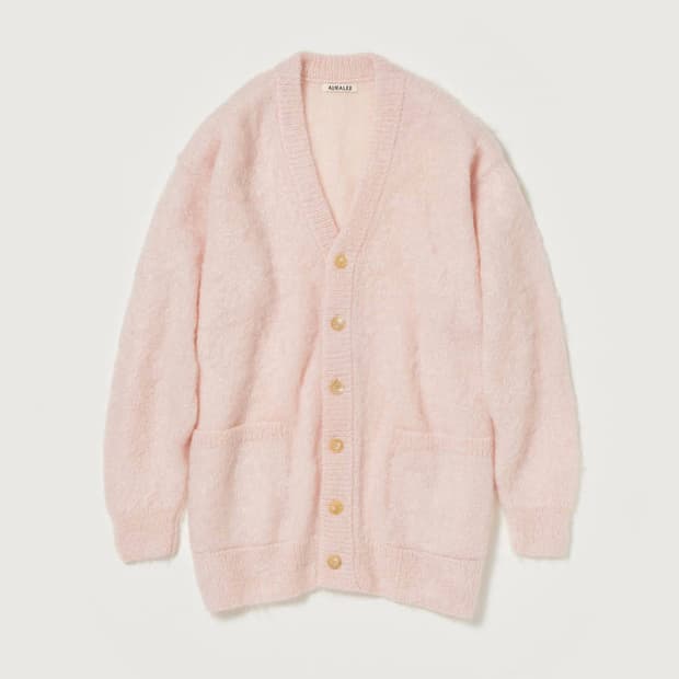 오라리 모헤어 핑크 가디건