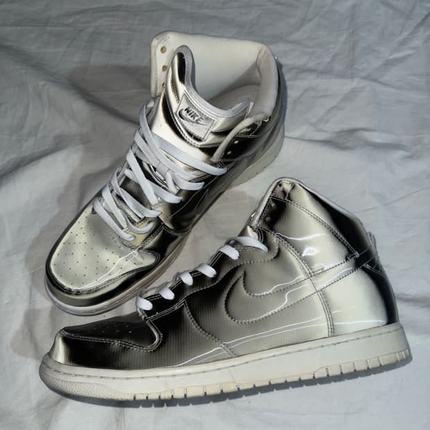 나이키 CLOT 메탈릭 실버 덩크 하이탑 스니커즈
