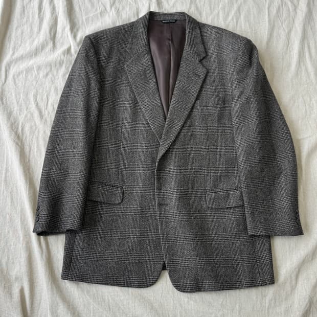 BRENT WOOD 브라운 글랜체크 울 자켓 105