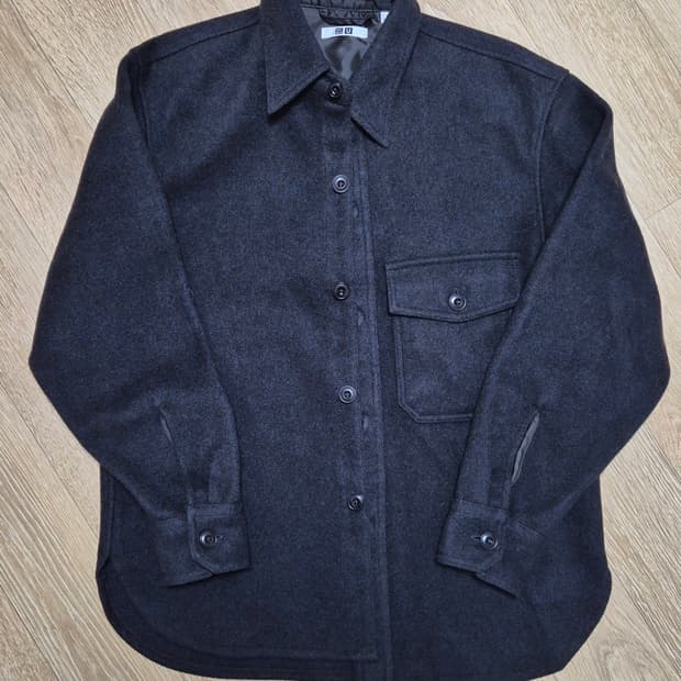 유니클로u 일판 울블렌드 셔켓 브라운