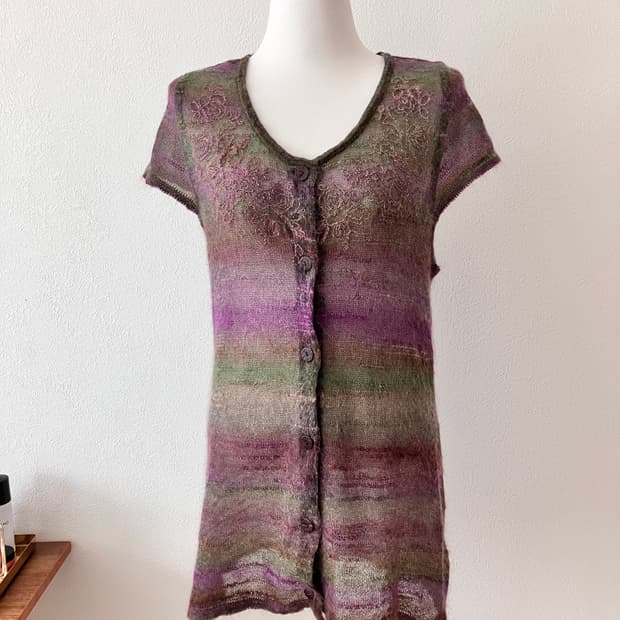 빈티지 꽃자수 모헤어 가디건 모리걸 그런지페어리