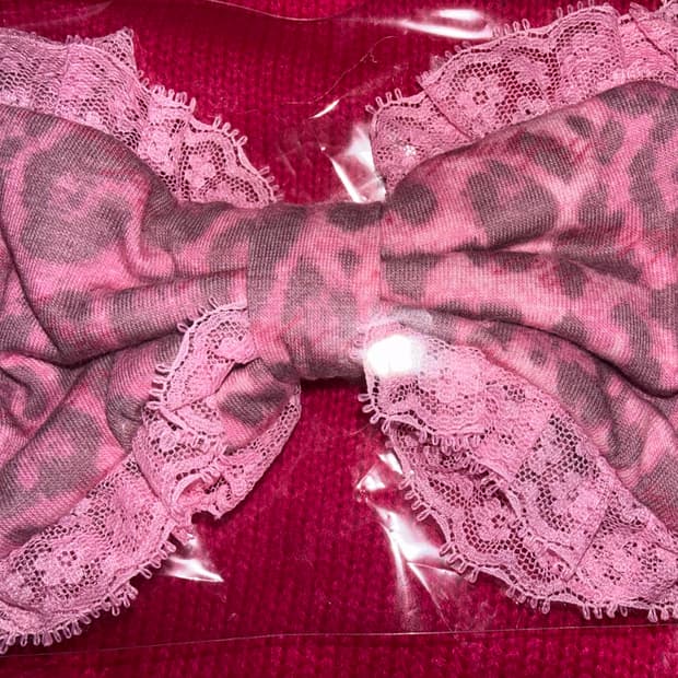 베이비메탈클럽 베메클 리본 봉봉 핑크 레오파드 헤어 클립 헤어핀