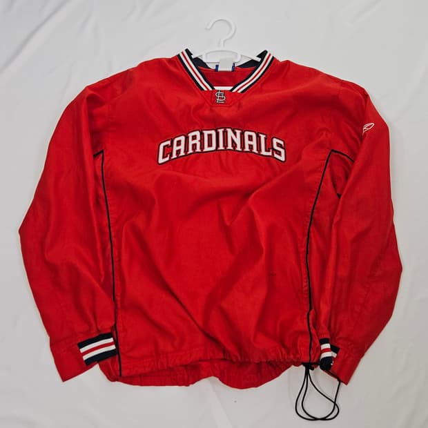 90s 리복 팀 오리지널 루이스 카디널스 팀 유니폼 져지 웜업 스트링 L