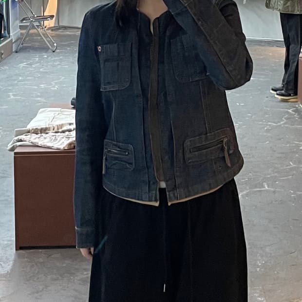 시스템 빈티지 데님 멀티포켓 스티치 집업 자켓 H1467