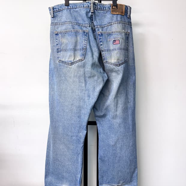 폴로 진스 아치 로고 와이드 데님 팬츠