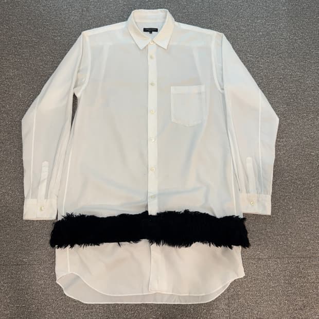 23FW 꼼데가르송 옴므 플러스 레이어드 롱 퍼 셔츠 M