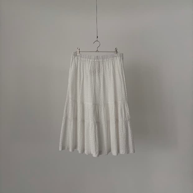 Eyelet Tiered Cotton Skirt