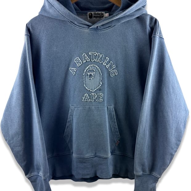 베이프 인디고 컬리지 워싱 후드티2535