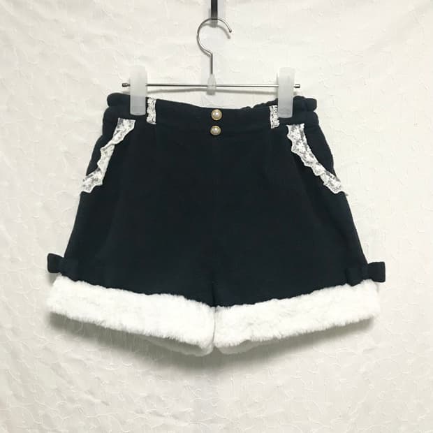 빈티지 axes femme 액시즈팜 레이스 리본 퍼 숏팬츠 반바지