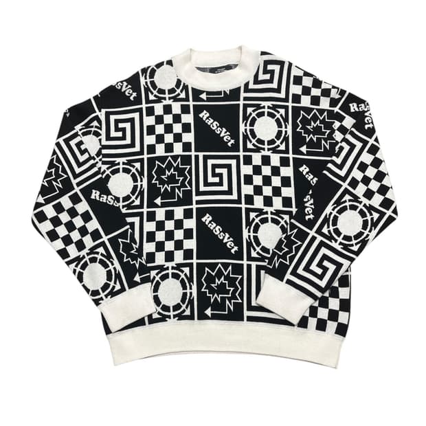 고샤 루브친스키X라스벳 그래픽 체커 니트 스웨터