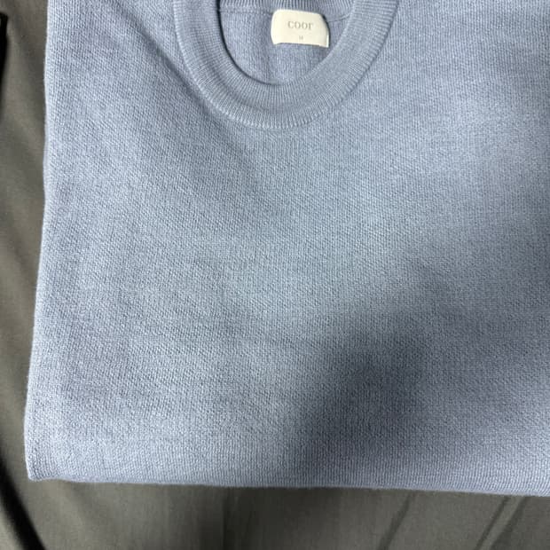 쿠어 탑필 울 라운드 니트 (블루그레이)