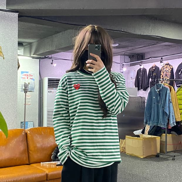 꼼데가르송 스몰로고 그린 슬리브 B2473