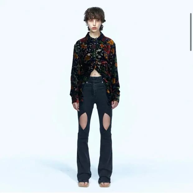 앤더슨벨 cara curve layered denim jean black