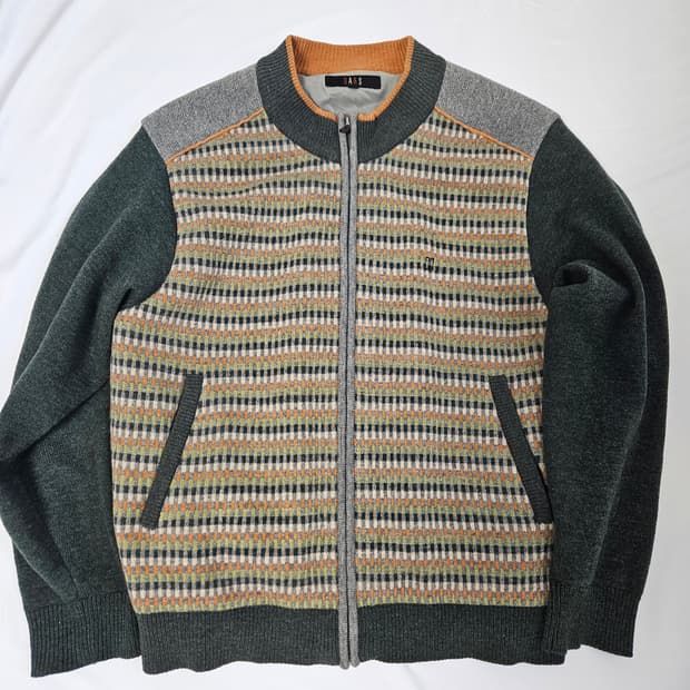DAKS 닥스 빈티지 니트집업 자켓 라탄체크 봄버 105