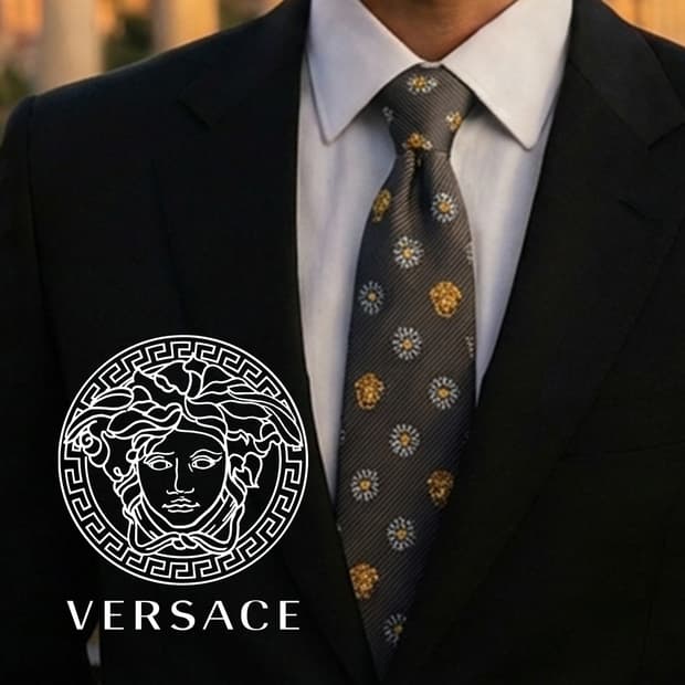 지아니 베르사체 메두사 패턴 넥타이 9.6cm B등급 E869