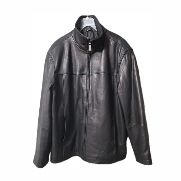 캘빈 클라인 하이넥 레더 자켓