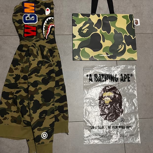 베이프 녹계 샤크 후드집업 