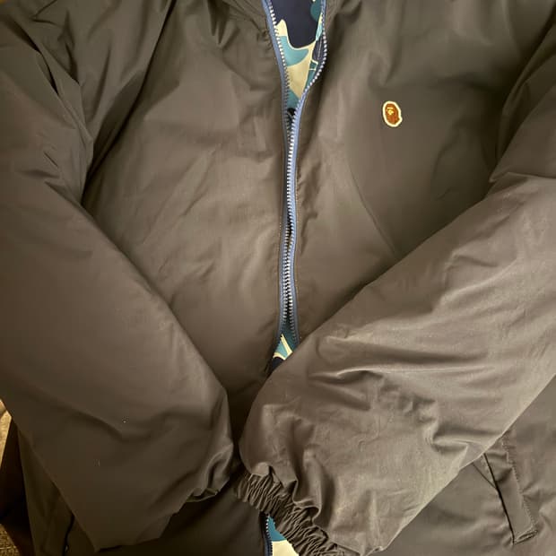 베이프 리버시블 카모 다운 패딩 L