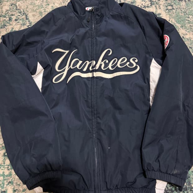 양키스 마제스틱 하프넥 양털 집업