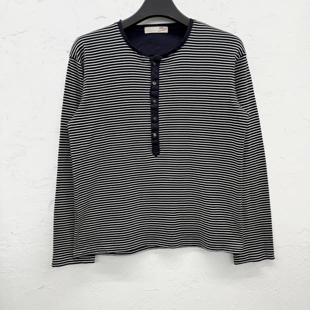 takeo kikuchi 스트라이프 헨리넥 롱슬리브