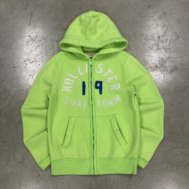 홀리스터 네온 컬러 y2k 빅로고 후드 집업