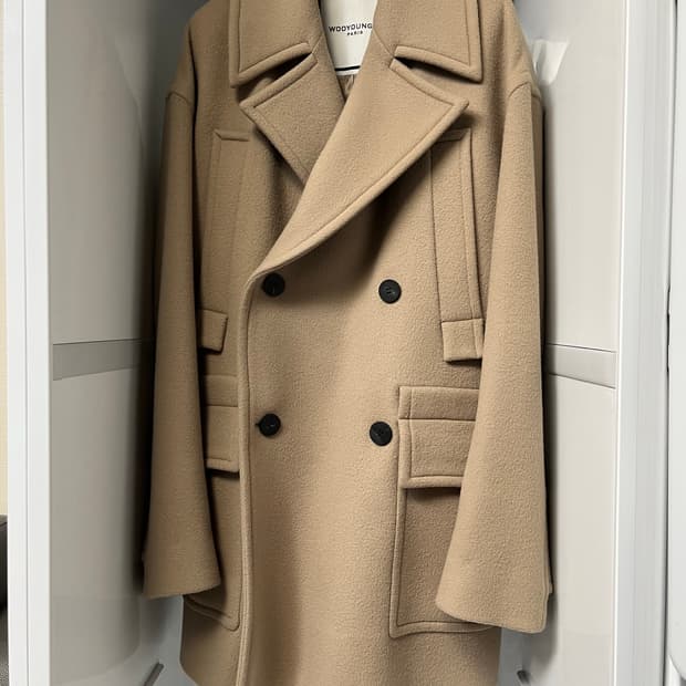 우영미 베이지 더블 코트 48사이즈