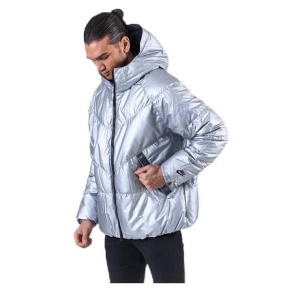 나이키 실버 메탈릭 다운 패딩 