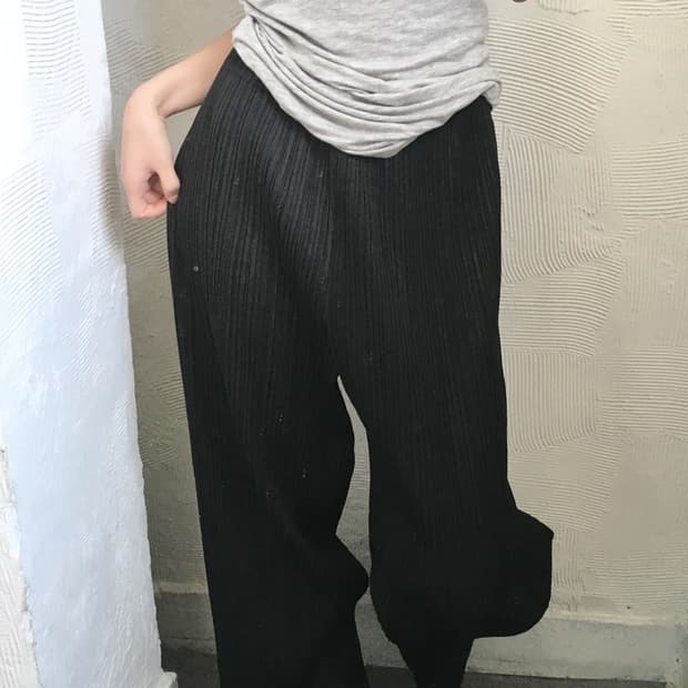 Pleats Please 플리츠플리즈 블랙 플리츠 롱팬츠 