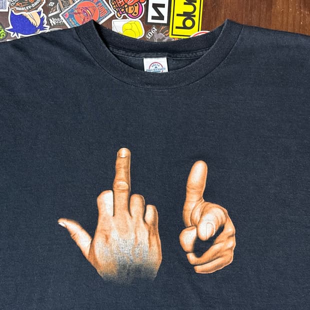 Early 00s Fuck You 미들 핑거 빈티지 티셔츠 3XL