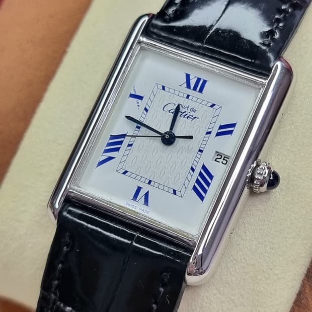 까르띠에 빈티지 탱크머스트 XL 짝수로만 다이얼 디버클 시계 99년 