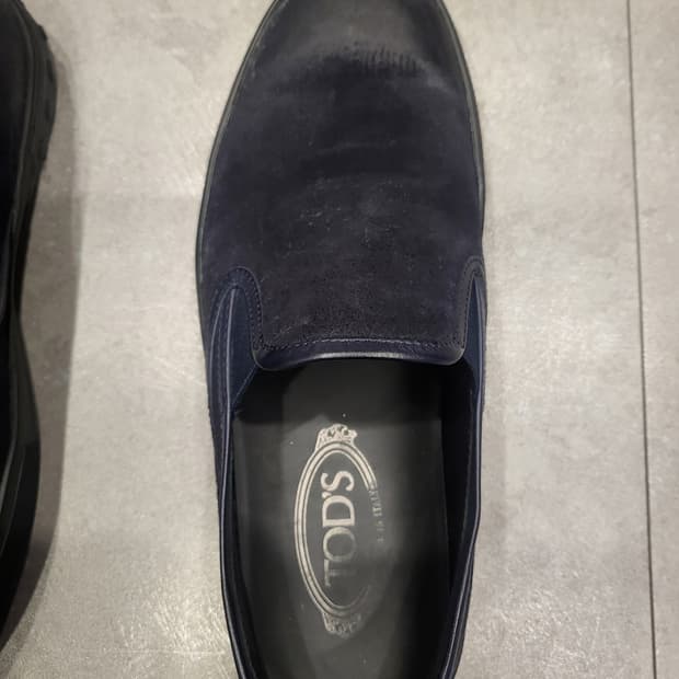 토즈 남성 딥네이비 누벅 슬립온 7.5(265)