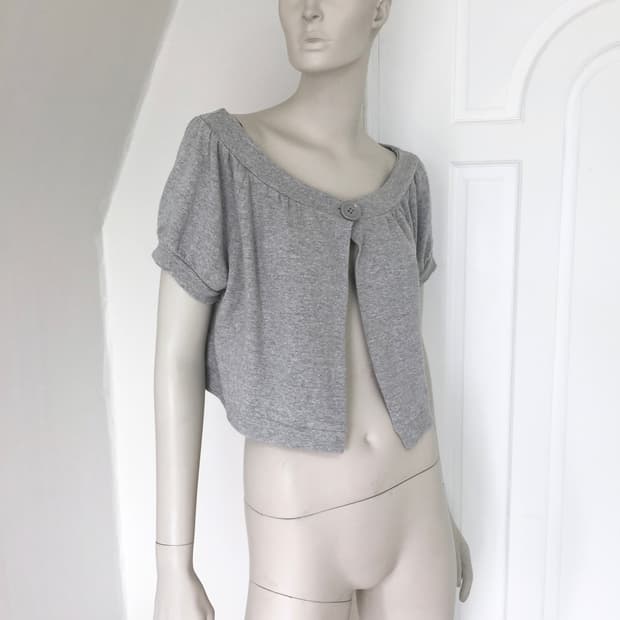 Grey Big Button Puff Bolero
